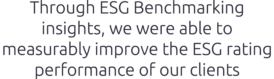 Through ESG Benchmarking insights, we were able to measurably improve the ESG rating performance of our clients 