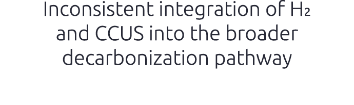 Inconsistent integration of H₂ and CCUS into the broader decarbonization pathway 