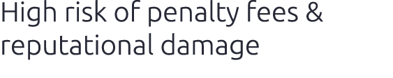 High risk of penalty fees & reputational damage