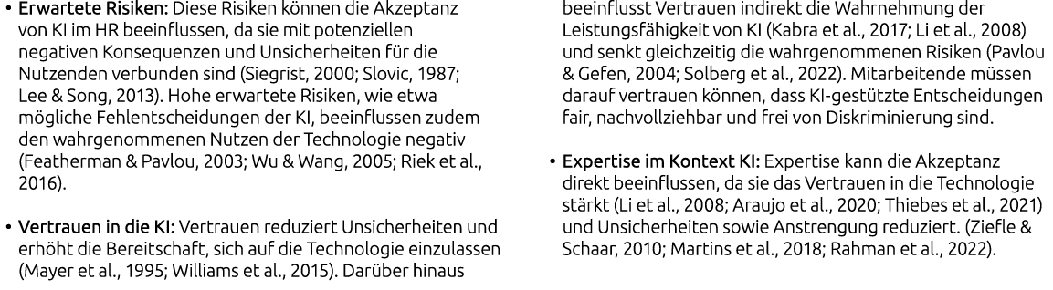 • Erwartete Risiken: Diese Risiken k nnen die Akzeptanz von KI im HR beeinflussen, da sie mit potenziellen negativen ...