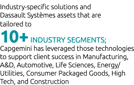 Industry-specific solutions and Dassault Syst mes assets that are tailored to 10+ industry segments; Capgemini has le...
