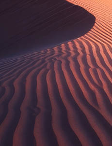 Sand dunes under sunset and mystical night sky with milky way.