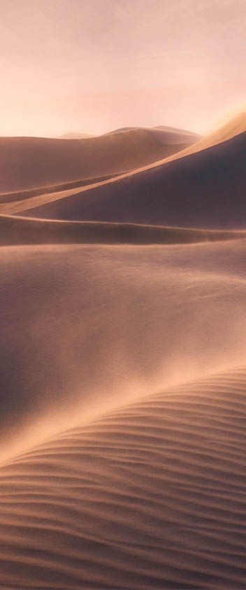 Alone in a windy desert, Death Valley, California