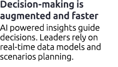 Decision making is augmented and faster AI powered insights guide decisions. Leaders rely on real time data models an...