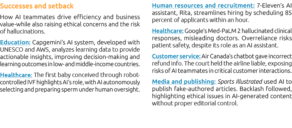 Successes and setback How AI teammates drive efficiency and business value while also raising ethical concerns and th...