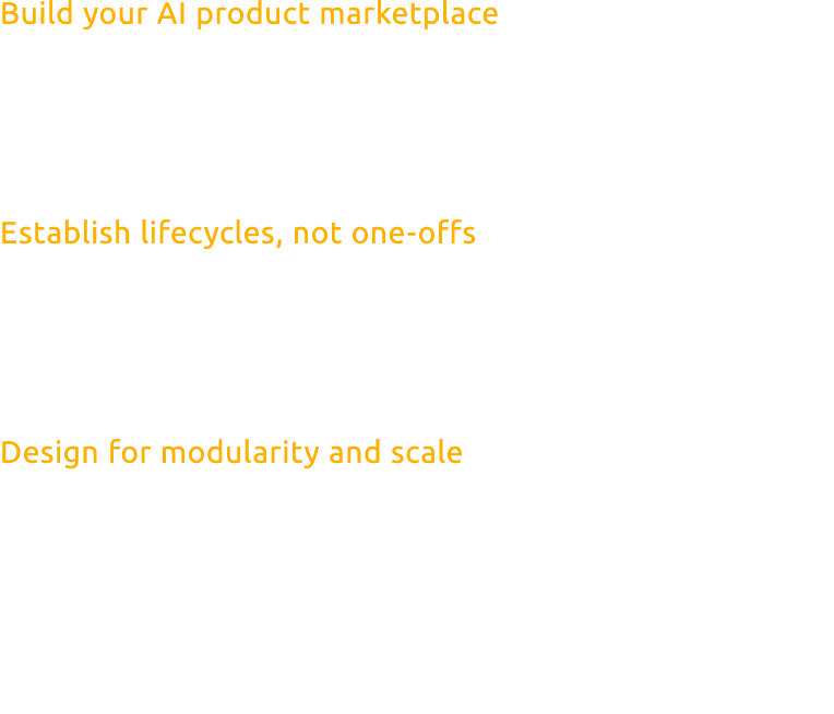 Build your AI product marketplace Turn scattered AI experiments into a governed, enterprise wide marketplace of intel...