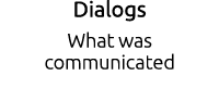 Dialogs What was communicated 