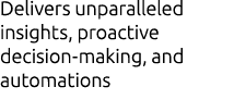 Delivers unparalleled insights, proactive decision making, and automations