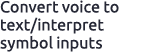 Convert voice to text/interpret symbol inputs 