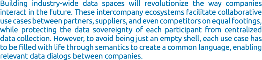 Building industry wide data spaces will revolutionize the way companies interact in the future. These intercompany ec...