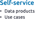 Self service • Data products • Use cases 