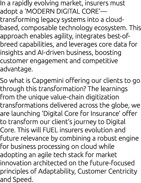 In a rapidly evolving market, insurers must adopt a ‘MODERN DIGITAL CORE’—transforming legacy systems into a cloud ba...