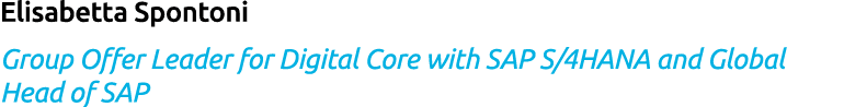 Elisabetta Spontoni Group Offer Leader for Digital Core with SAP S/4HANA and Global Head of SAP