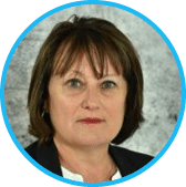 A woman wearing a white shirt and black jacket is standing in front of a gray background. AI generated content