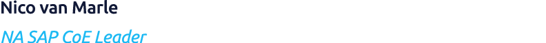 Nico van Marle NA SAP CoE Leader