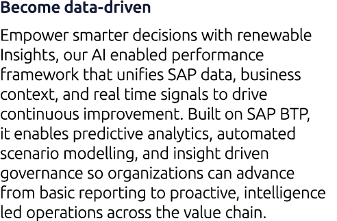Become data driven Empower smarter decisions with renewable Insights, our AI enabled performance framework that unifi...