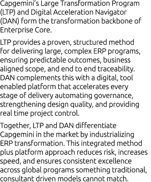 Capgemini’s Large Transformation Program (LTP) and Digital Acceleration Navigator (DAN) form the transformation backb...