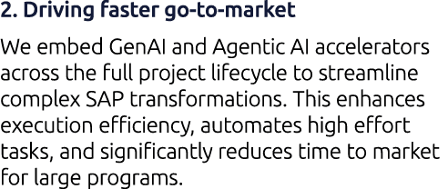 2. Driving faster go to market We embed GenAI and Agentic AI accelerators across the full project lifecycle to stream...