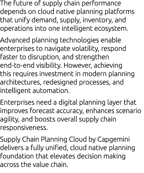 The future of supply chain performance depends on cloud native planning platforms that unify demand, supply, inventor...