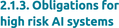 2.1.3. Obligations for high risk AI systems