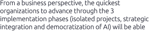From a business perspective, the quickest organizations to advance through the 3 implementation phases (isolated proj...