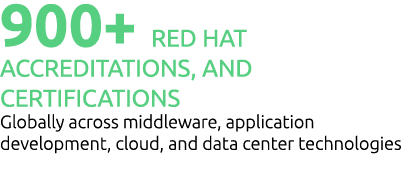 900+ Red Hat Accreditations, and Certifications Globally across middleware, application development, cloud, and data    