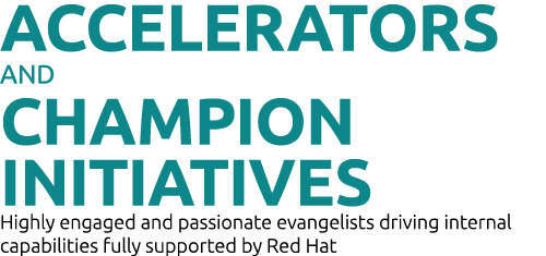 Accelerators and Champion Initiatives Highly engaged and passionate evangelists driving internal capabilities fully s   