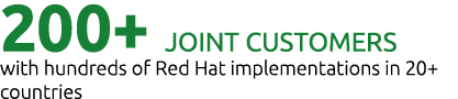 200+ Joint Customers with hundreds of Red Hat implementations in 20+ countries