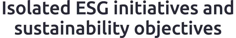 Isolated ESG initiatives and sustainability objectives 