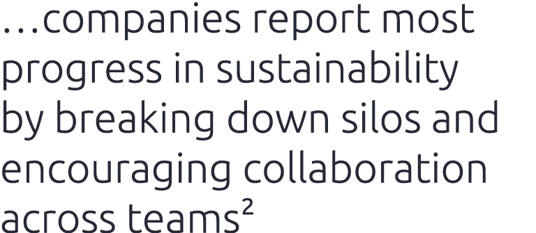 …companies report most progress in sustainability by breaking down silos and encouraging collaboration across teams2