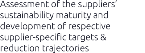 Assessment of the suppliers’ sustainability maturity and development of respective supplier specific targets & reduct...