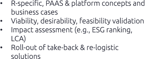 • R specific, PAAS & platform concepts and business cases • Viability, desirability, feasibility validation • Impact ...