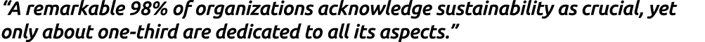 “A remarkable 98% of organizations acknowledge sustainability as crucial, yet only about one third are dedicated to a...