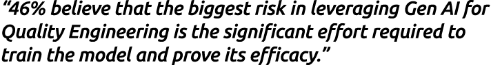 “46% believe that the biggest risk in leveraging Gen AI for Quality Engineering is the significant effort required to...