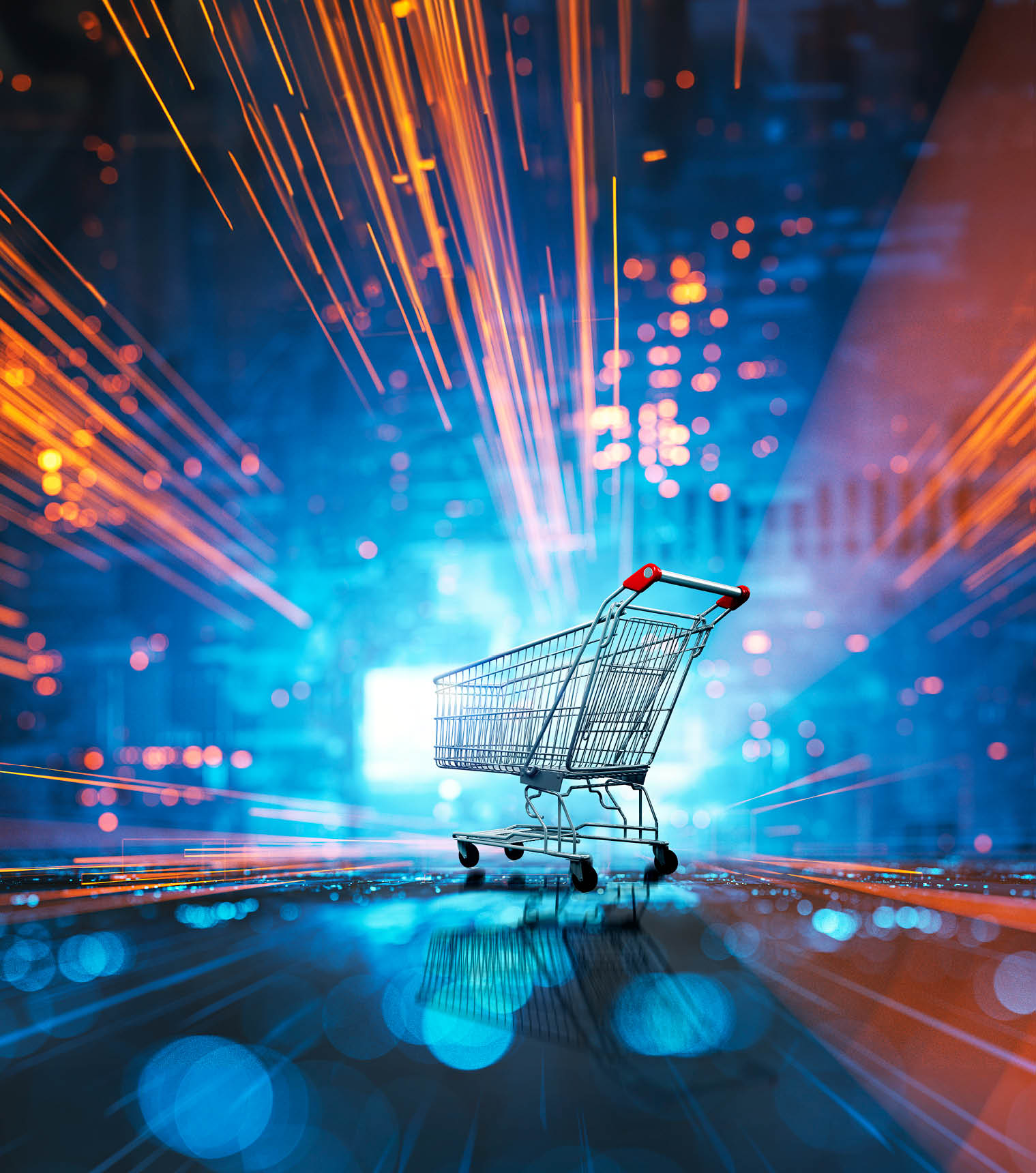 Futuristic city VR wire frame with businessman standing. This is entirely 3D generated image.