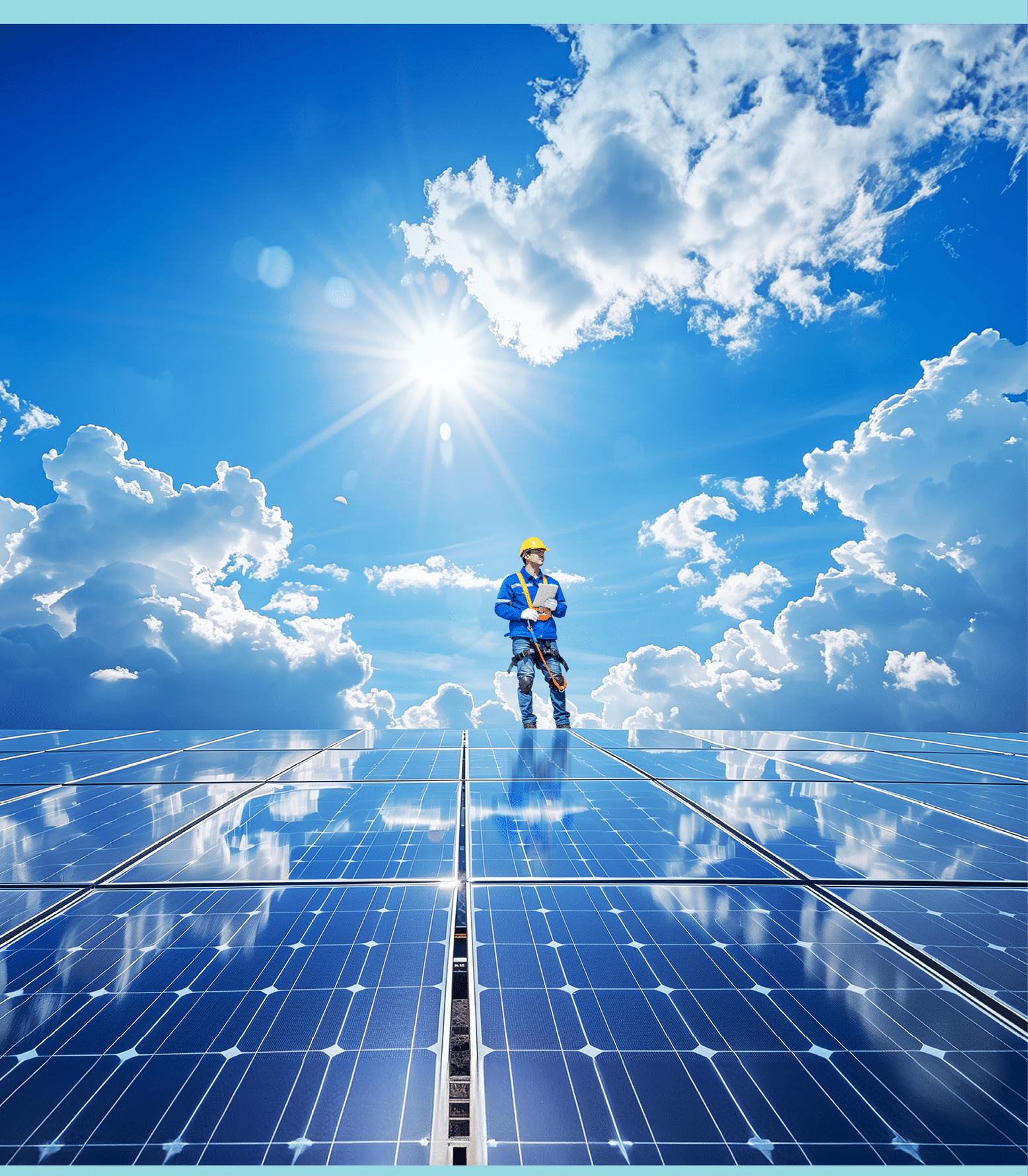 Solar energy panel harvesting in direct sunlight against a backdrop of clear blue skies capturing the essence of sustainable power generation and eco-friendly technology
